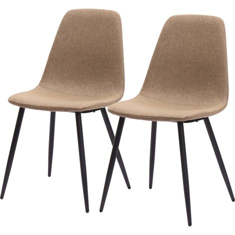 Chaise de salle à manger minimaliste en tissu et métal marron, lot de 2, montage facile,43×52×84.5cm (1/5)