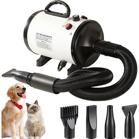Souffleur et aspirateur à double fonction,Pulseur Chien Sèche-Cheveux pour Chien Blower Professionnel Souffleur Silencieux 2000W Sèche-Cheveux pour Animaux avec 3 Buses Différentes, Vitesse et Tempéra (1/4)
