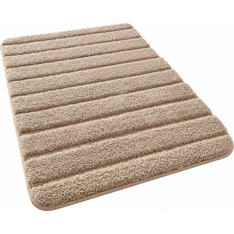 Tapis de bain antidérapant et absorbant, 40 x 60 cm, turquoise et blanc, microfibre, lavable en machine 60 x 150 cm - Kaki uni (1/5)