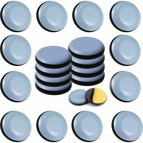 Set of 24 Teflon 20mm (Round) Furniture Glides, Self-Adhesive Teflon Gliders for Chairs, Sofas, Desks, Tables. (1/4)