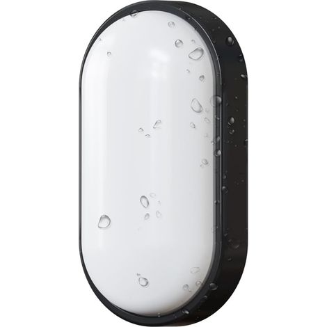 Applique Murale Exterieur LED, 20W Luminaire Exterieur Ovale Noir 6000K , Exterieur Éclairage ProtégéeEtanche, 1 Pièce (1/4)