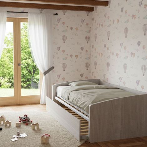 Divano letto 1 piazza e mezza con secondo letto estraibile - Ideale per camerette - Rovere rock