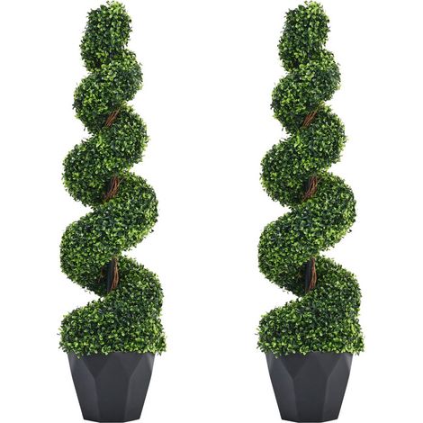 2 Pack Artificial Topiary Spiral Boxwood Tree Fake Plant (1/5)