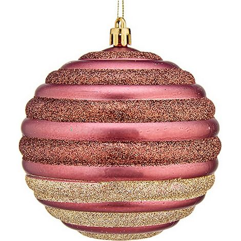 Weihnachtskugel de ø 10 cm 6 Stück rosa Kunststoff