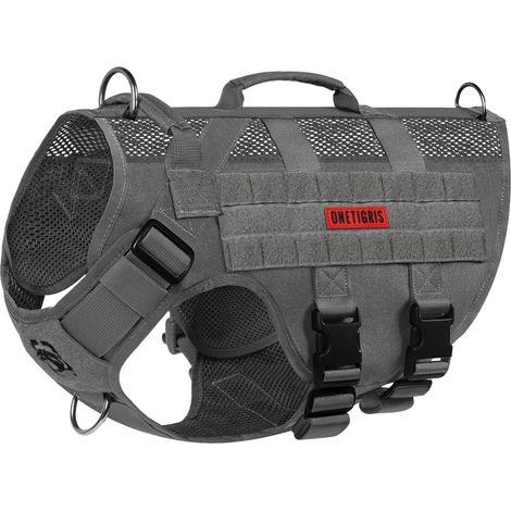 Harnais de sécurité réglable pour chiens de grande et moyenne taille, En maille Aire, Ultra respirant, Avec 2 poignées, Gilet pour chien (1/5)
