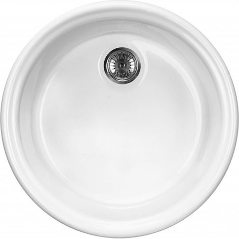 Lavello in ceramica, 1 vasca, BIANCO, acciaio, ZCL 680N