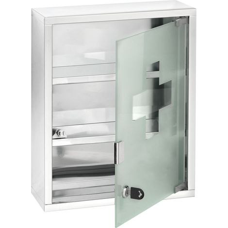 Armoire à pharmacie murale en acier avec serrure (1/4)