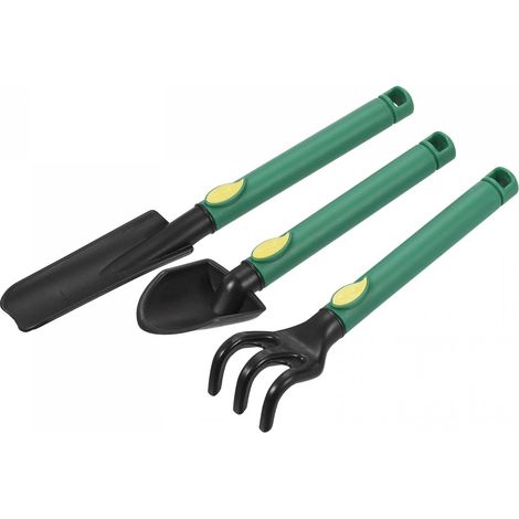 Sollbry Mini Jardin Outils Ensemble Plastique Jardinage Main Outils Truelle Râteau Bêche Trousse Domicile Jardin Fournitures pour Fleurs Succulent 3Pcs (1/5)