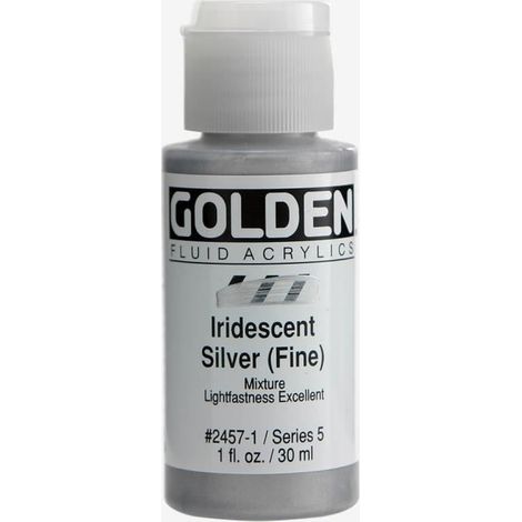 Golden : Fluid Acrylic Paint : 30ml (1oz) : Silver Fine Iridescent