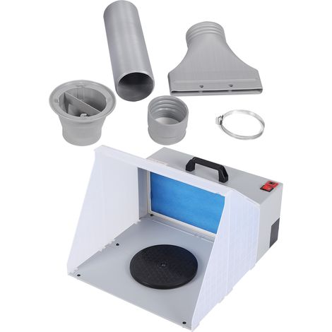 Airbrush-Spritzkabine mit Drehtisch, faltbarem Abluftfilter und Absaugset für Modellbau, Bastelarbeiten und Lackierung, 100–240 V, EU-Stecker, 50 Hz (1/5)