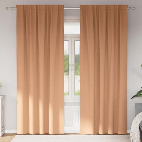 Verdunkelungs-Vorhänge mit Ringen 2 pcs Hellbraun 245 x 140 cm