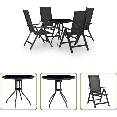vidaXL Fauteuil de jardin -  Ensemble de bistro 5 pcs noir et anthracite (1/5)