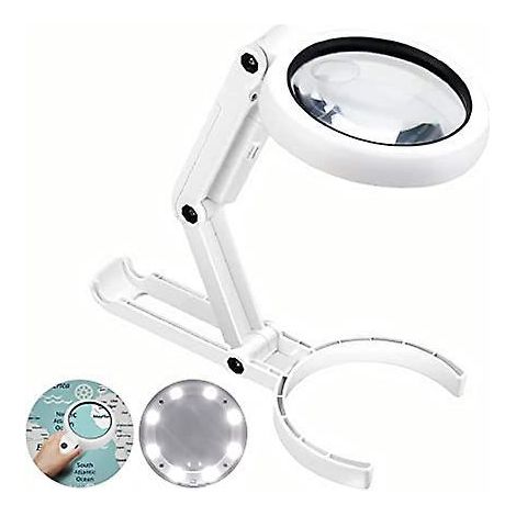 loupe Eclairante Main Sur Pied,5x 11x Loupe De Table Avec Support Pliable , Loupe De Lecture, Loupe De Table Avec Lumire 8 Led, Pour Lecture, L'i (1/5)