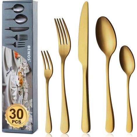 Besteck 30teilig 30 St&xFCck Goldene Runde Griffe 30 St&xFCck (1/5)
