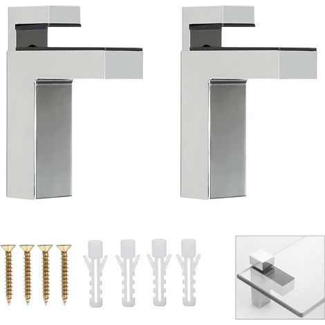Verstellbare Wandhalterung für Holz-/Glasregale, 2 Stück, für Regalböden von 3 bis 36 mm (silber, 99 x 77 mm) (1/4)