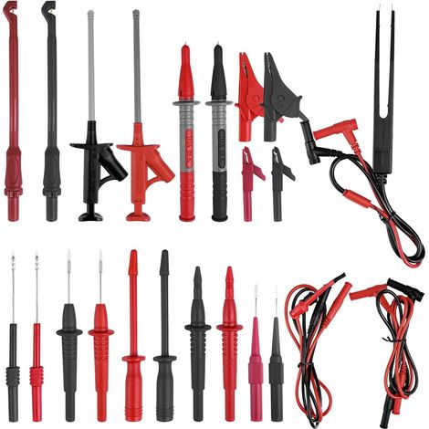 Fiche Banane à Pince Crocodile, Pointes de Mesure, Cordons, Sondes, Pinces Crocodiles, Kit de Fils de Test Câble, Cordon Multimètre Testeur Electrique, pour Mesures Électriques Domaines (1/5)