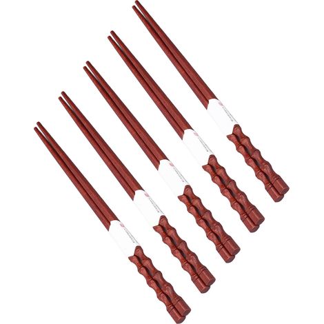 Lot de 5 paires de baguettes japonaises en bambou, design nervuré, pour maison, restaurant et cantine. (1/5)