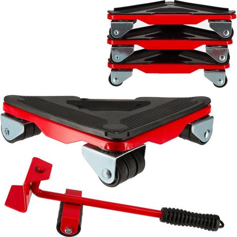 Kit 4 Coins Roulants de Meuble – Capacité 300kg. Élévateur de Transport avec Poignée de Levage. Accessoire Déplacement Meuble. (1/5)