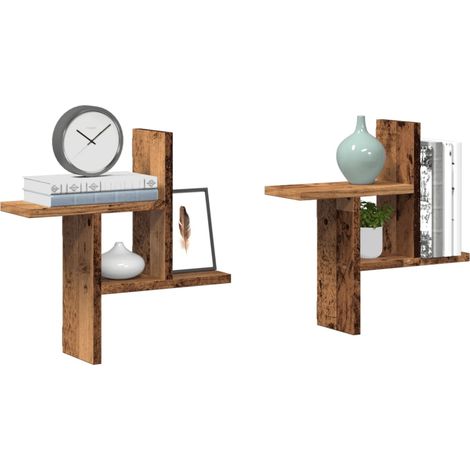 vidaXL Wall Shelves 2 pcs Old Wood 38x12x38 cm Engineered Wood (1/6)