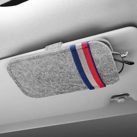 Porte-Lunettes de Voiture,Rangement Voiture,Gadget Voiture,Porte Lunettes pour Visière de Voiture,Clips de Lunettes pour Pare-Soleil de Voiture,étui à Lunettes de Soleil pour Voiture(Gris) (1/4)
