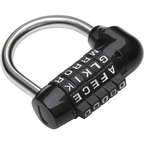 Cadenas à combinaison 5 lettres noir - Cadenas à combinaison - Antivol pour vélo, ordinateur portable ou sac à dos - Idéal pour les escape games (1/5)