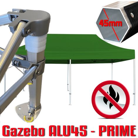 Gazebo 3x6 m verde certificato IGNIFUGO SENZA laterali pieghevole alluminio piantone esagonale 45mm portatile estendibile richiudibile estensibile acciaio per fiere eventi stand chiosco tenda tendone  (1/5)