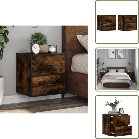 Wand-Nachttische 2 Stk. Räuchereiche 40x31x39,5 cm - Wand-Nachttisch - Wand-Nachttische - Schrank - Nachttisch (1/5)