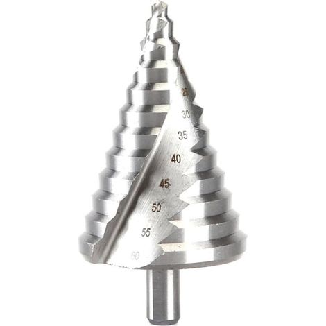 Foret étagé 6-60 mm, queue de 11,5 mm, foret à rainure hélicoïdale en acier rapide pour bois, plastique et tôle
