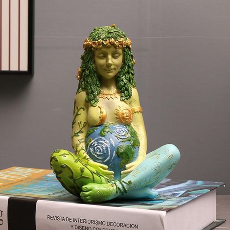 Statue Gaia Mère Terre en Résine, 18cm, Décoration Jardin, Bureau, Maison, Cadeau Maman, Art Extérieur Brun (1/5)