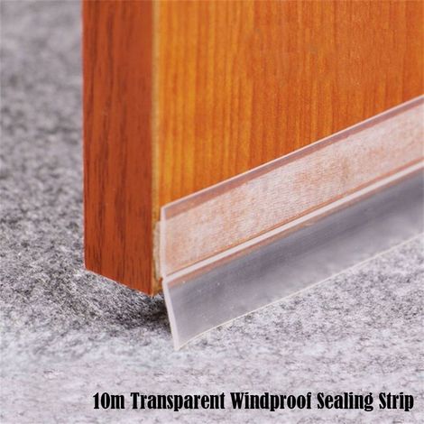Joint d'Etanchéité Porte - Bande de Joint en Caoutchouc Silicone Transparente - Pour Portes Intérieures Extérieures Fenêtres - 10 m × 2,5 cm × 0,5 cm (1/4)