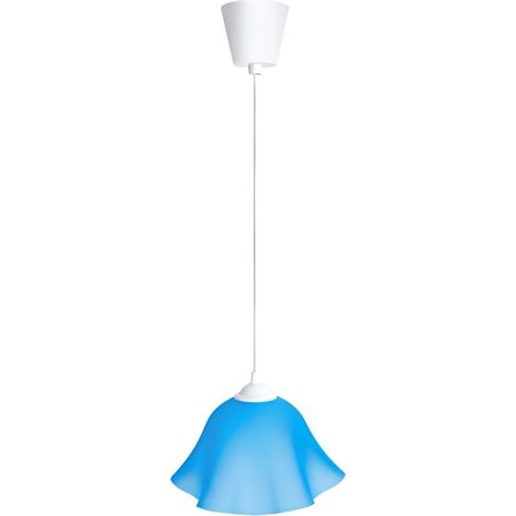 Suspension Lumineuse Forme Ondulée en Plastique Bleu Douille E27 Style Nordique Original Sans Ampoule Aménagement Maison (1/3)