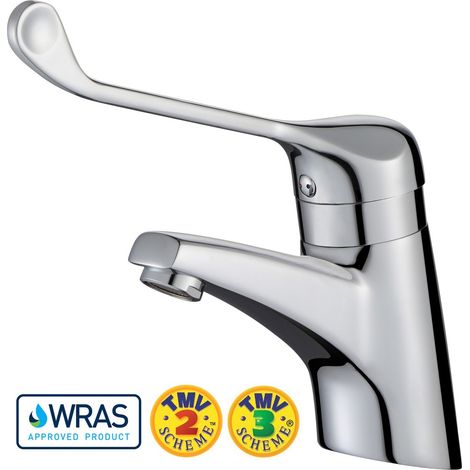 Commercial Sequential Thermostatic Basin Mixer Tap 150mm long Lever TMV3 WRAS