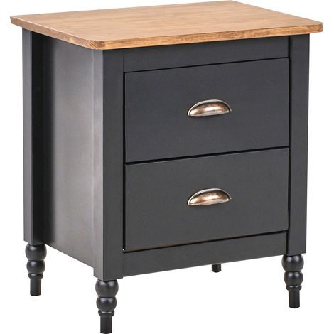 Nachttisch mit 2 Schubladen SHILLINGTON Kiefernholz Braun / Schwarz