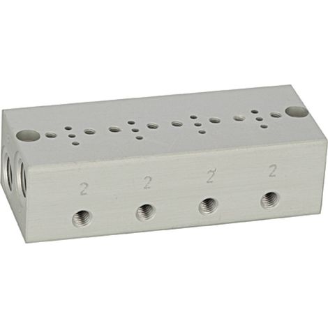 Riegler Reihengrundplatte 4-fach, M5 für Mini-Magnetventile 15 mm (1/2)