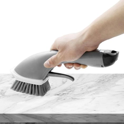 Brosse de Nettoyage pour Cuisine Récureur D'Évier Résistant À l'usure  Brosse À Récurer Avec Dispenseur De Savon Pour Évier Restaurant Sol Appartement Casseroles Comptoir Garage Carrelage (1/5)