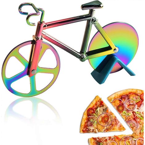 Coupe-pizza vélo, coupe-pizza antiadhésif vélo avec support, lames ultra-tranchantes (1/5)
