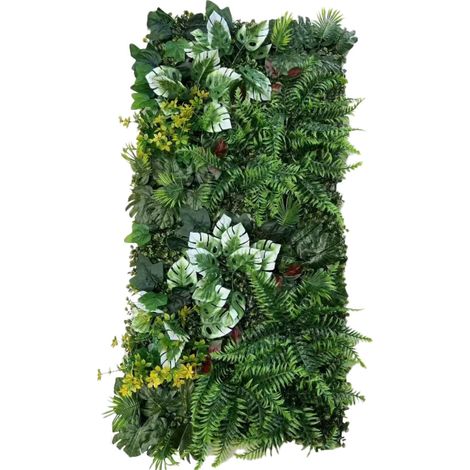 Mur de Plantes Artificielles, 50 x 100 cm, Haie Artificielle pour Extérieur, PE, Plantes Artificielles Comme du Vrai, Plante Murale Simulée, Décoration Florale Murale pour la Végétalisation (1/5)