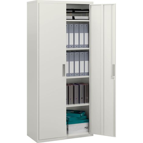 Armadio da Ufficio a 5 Livelli con 4 Ripiani Regolabili, in Acciaio, 80x40x180 cm, Bianco