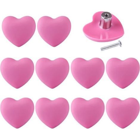 Set di 10 pomelli per porte a forma di cuore - WOVTE - PVC + lega di zinco - Bianco (1/4)