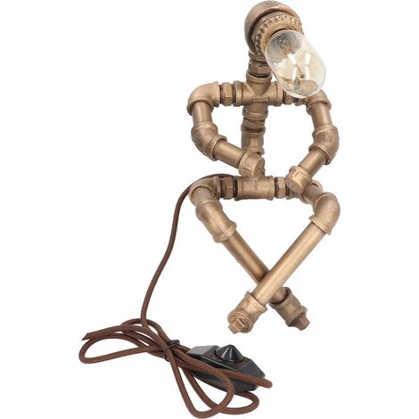 Lampe de bureau rétro en forme de robot-tuyau unique, culot E27, lampe de table vintage exquise pour la maison, le salon et les cafés (1/5)