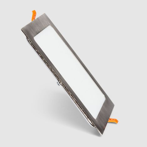 Pannello Downlight LED 15W Quadrato SuperSlim Foro 180x180mm Argento 4000K Bianco Naturale