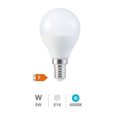 Bombilla de led esférica E14 5W luz fría 6000K 470 lm GSC 2002341