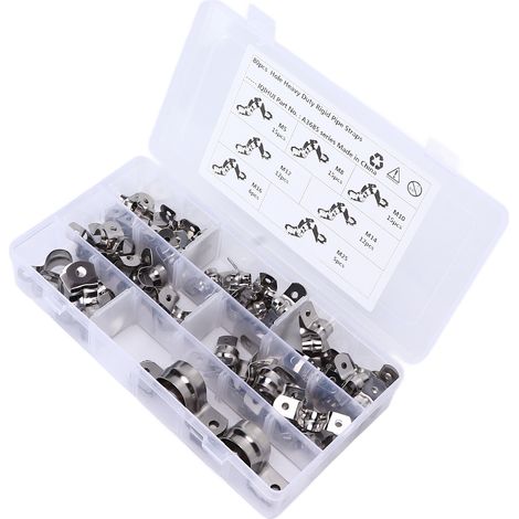 80Pcs Colliers de Serrage en Acier Inoxydable, Brides en U 2 Trous, Fixations Universelles pour Tubes et Câbles de Camping-Car (1/5)