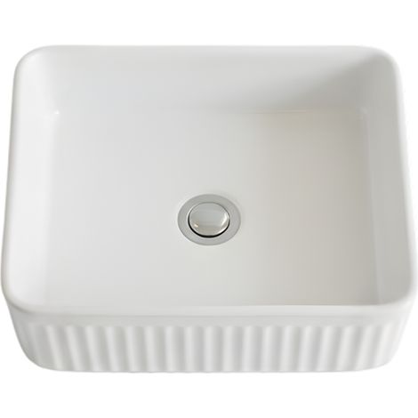 Vasque à poser rectangulaire -50 x 34 cm -Blanc brillant rainuré -CUBELIA (1/5)