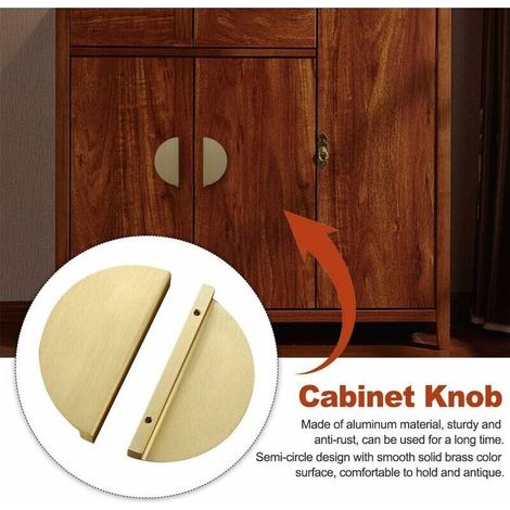 Set di 4 pomelli semicircolari in ottone per cassetti, 9,9 cm, con viti, per cucina, armadi, libri, decorazioni per la casa. (1/4)