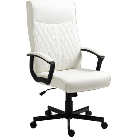 Chaise de bureau avec dossier haut, hauteur et inclinaison réglables, 65 x 65 x 102-112,5 cm, blanc cassé (1/5)