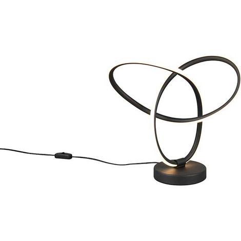 LED Tischleuchte Beistelllampe Nachttischlampe schwarz Schnurschalter H 28 cm