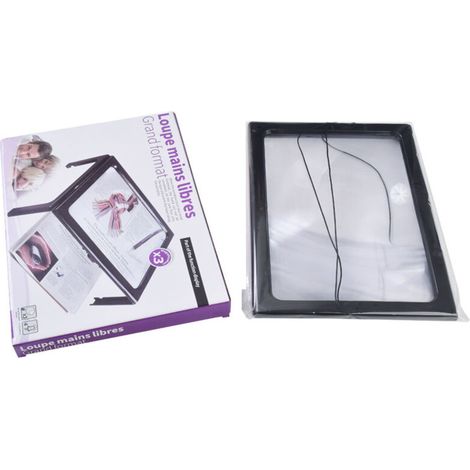 A4 Pleine Page Loupe de Lecture Loupe Sur Pied Rectangulaire Mains Libres avec 4 LED Lampe Lentille de Grossissement 3X pour Lire pour les Personnes âgées Les Aînés et Les Malvoyants de (1/4)
