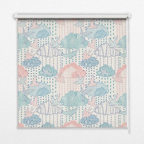Tenda a Rullo Interna per Finestra - Tenda Filtrante Luce - Tenda Privacy - Tenda Decorativa Rettangolare - Rullo per Interni - (140 cm x 140 cm) - Nuvole colorate con motivi (1/5)