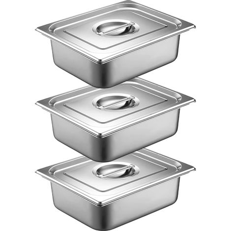 Stainless Steel Dish GN 1/2 Tray Stainless Steel Food Tray for Convection Ovens Chafing Dishes Refrigerators (1/3)